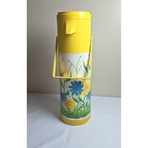Vintage 1970s Aladdin Pump-A-Drink Dispenser Floral Fantasy Insulated‎ Thermos